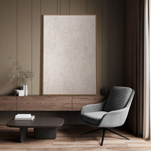 Décoration murale moderne neutre – Peinture abstraite beige "Le Murmure du Temps"