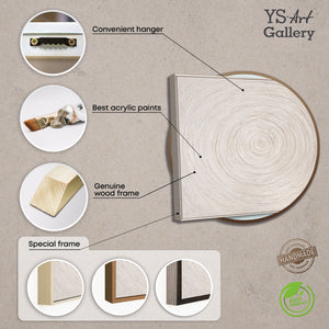 Décoration murale minimaliste – Peinture acrylique texturée beige avec cadre « Échos du temps »