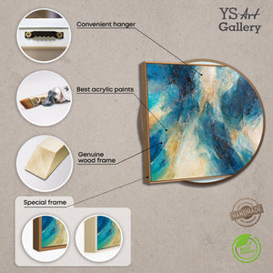 Tableau peint à la main aux couleurs de l'océan – Œuvre acrylique expressive encadrée « Lueur des vagues »