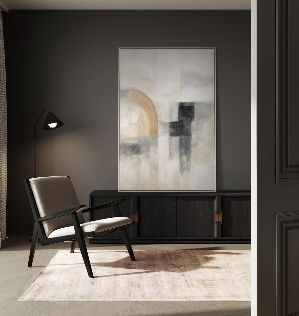 Tableau peint à la main « Lumière fantomatique » – Peinture moderne texturée avec cadre