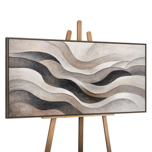 Peinture abstraite sur toile en beige et gris – Œuvre en acrylique avec texture "Vagues de Sable"