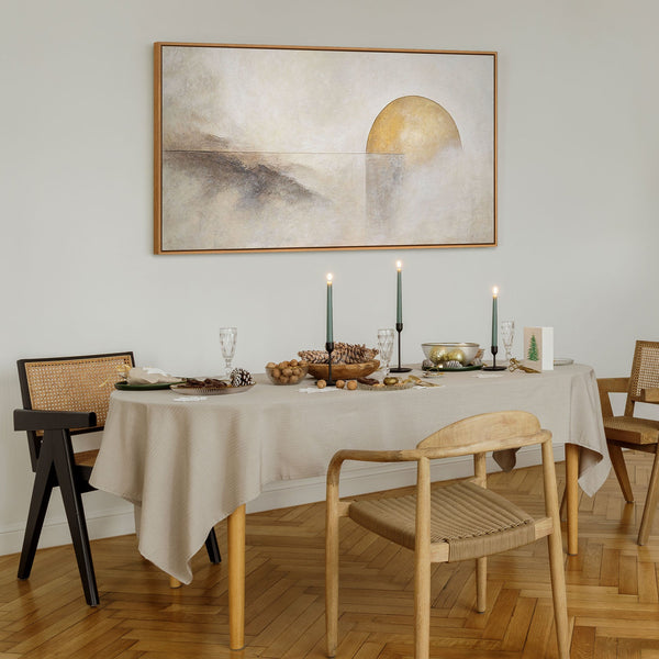 Peinture acrylique peinte à la main sur toile « Ligne d'horizon » – Décoration murale moderne pour salon