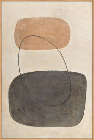 Tableau moderne beige et gris avec cadre – Art abstrait « Équilibre des contrastes »