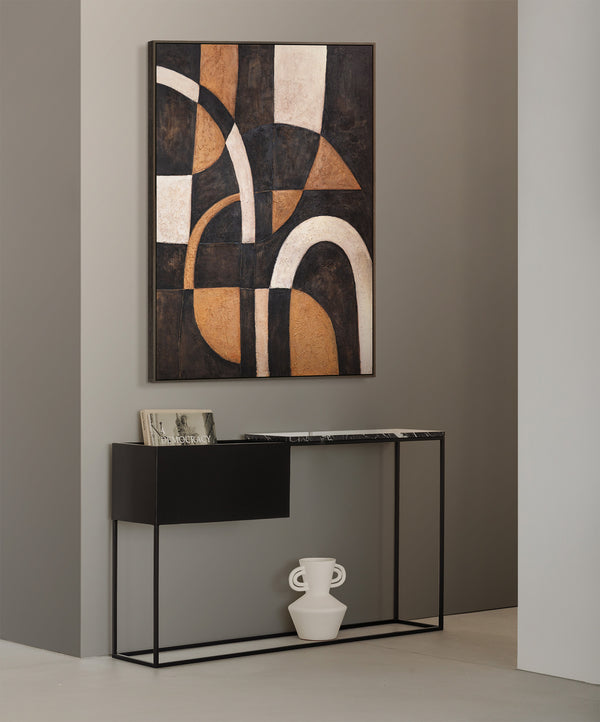 Art mural géométrique peint à la main – Peinture acrylique "Harmonie des Courbes"