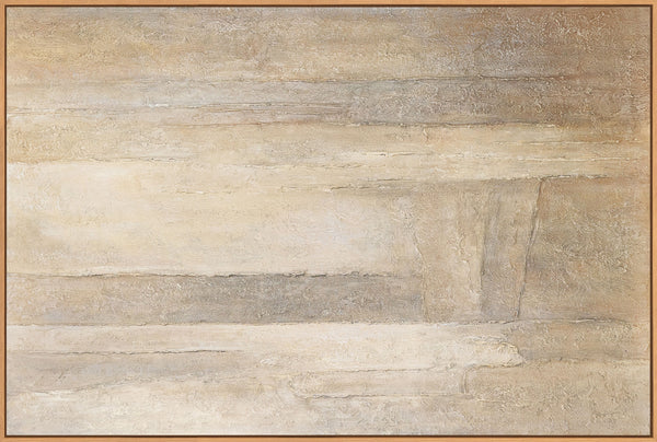 Peinture acrylique abstraite sur toile, dans les tons beige-gris « Verticales du temps »