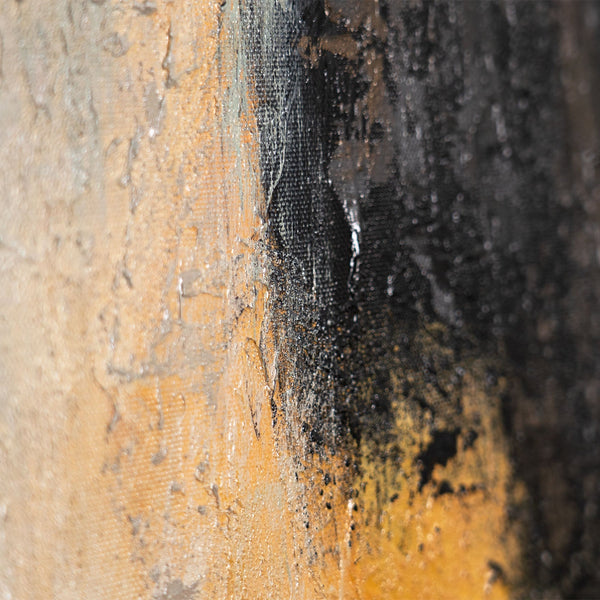 Tableau abstrait encadré - Art mural moderne beige, bleu et or « Transitions de lumière »