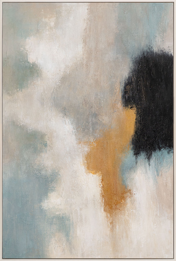 Tableau acrylique encadré « Transitions de lumière » – Art mural abstrait bleu et or