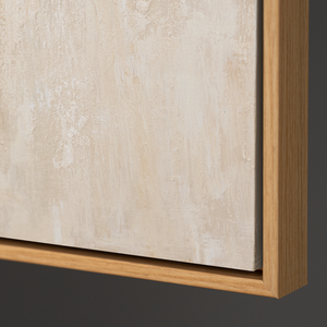 Tableau abstrait encadré - Art mural moderne beige, bleu et or « Transitions de lumière »