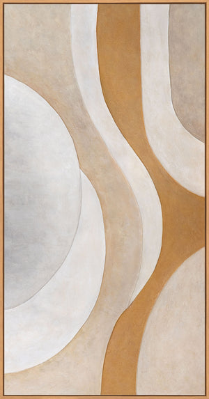 Peinture acrylique abstraite aux tons naturels chauds - Tableau moderne encadré « Flux de chaleur »