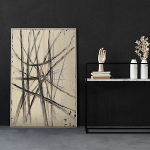 Tableau sur toile peint à la main « Parallèles et intersections » – Décoration murale abstraite et moderne