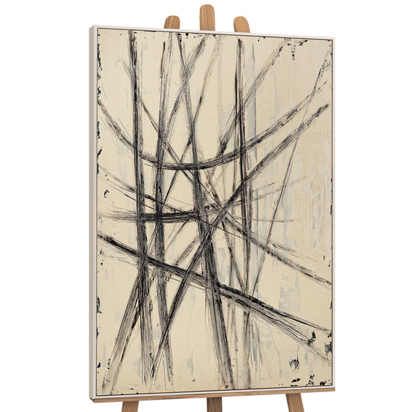 Tableau sur toile peint à la main « Parallèles et intersections » – Décoration murale abstraite et moderne