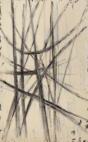 Tableau sur toile peint à la main « Parallèles et intersections » – Décoration murale abstraite et moderne