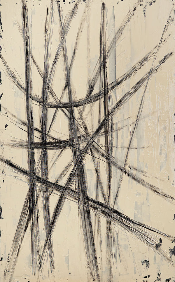 Tableau sur toile peint à la main « Parallèles et intersections » – Décoration murale abstraite et moderne