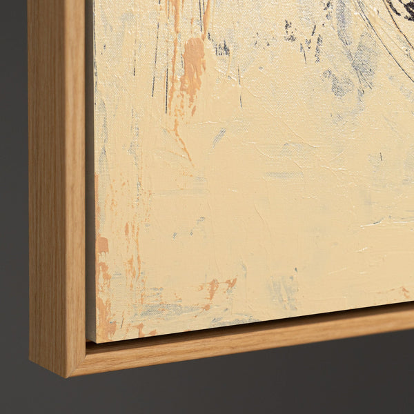 Peinture acrylique abstraite « Silence entre les deux » – Œuvre abstraite peinte à la main en beige et noir