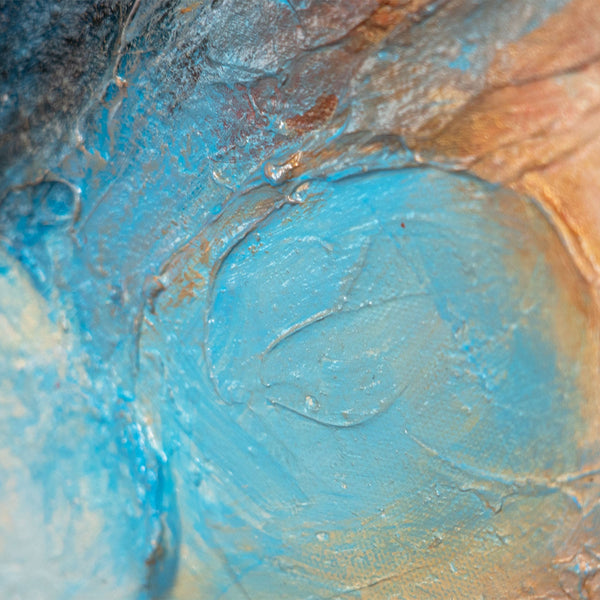 Handgemaltes Acrylbild mit Rahmen – Moderne Wandkunst in Blau Rot „Musik in Farbe“