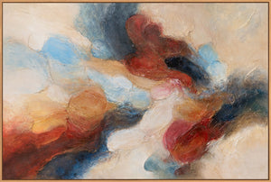 Handgemaltes Acrylbild mit Rahmen – Moderne Wandkunst in Blau Rot „Musik in Farbe“