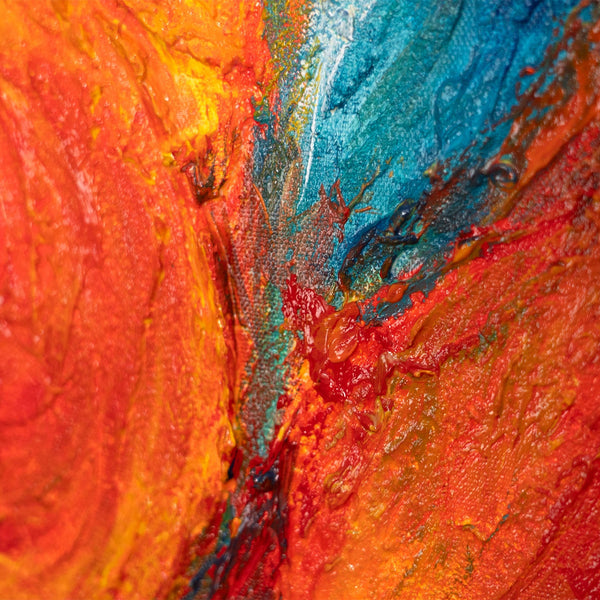 Abstraktes Kunstbild mit expressivem Wirbelmuster in Rot