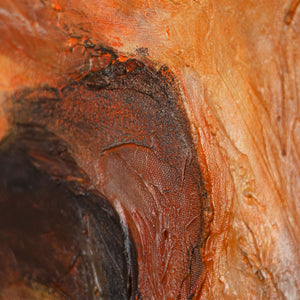 Modernes abstraktes Acrylbild in Braun Gold – Struktur Wandkunst mit Rahmen „Blitz der Ewigkeit“