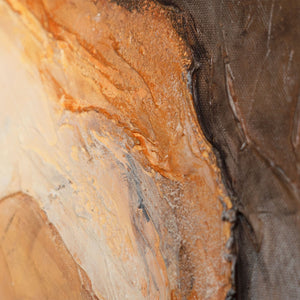 Modernes abstraktes Acrylbild in Braun Gold – Struktur Wandkunst mit Rahmen „Blitz der Ewigkeit“