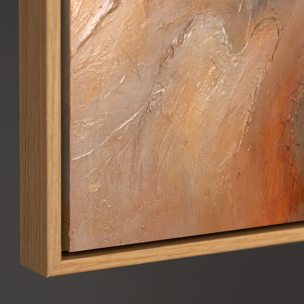 Modernes abstraktes Acrylbild in Braun Gold – Struktur Wandkunst mit Rahmen „Blitz der Ewigkeit“