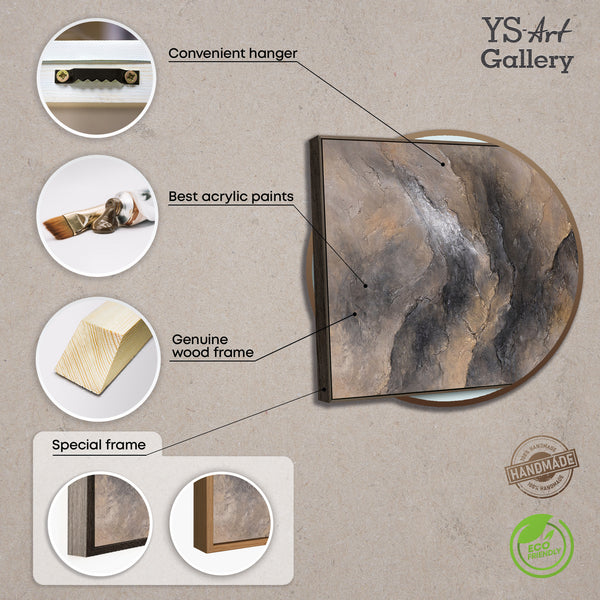 Peinture abstraite aux tons terreux sombres – Toile peinte à la main « Ombre et Aube »