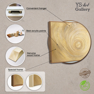 Handgemaltes abstraktes Gemälde mit Goldstruktur – Moderne Acrylbild mit Rahmen „Kreise der Zeit“