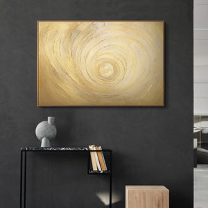 Handgemaltes abstraktes Gemälde mit Goldstruktur – Moderne Acrylbild mit Rahmen „Kreise der Zeit“