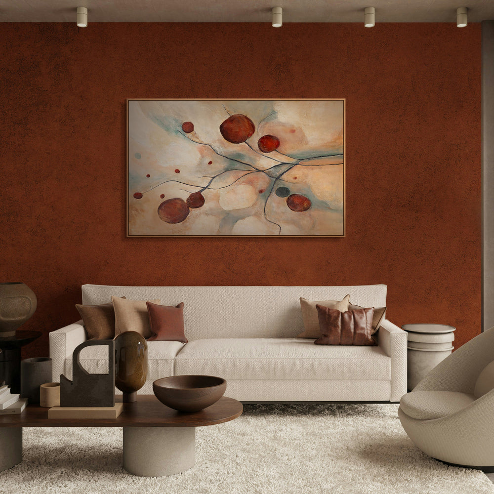 Abstraktes Wandbild in modernem Stil mit feiner Struktur und ruhiger Farbpalette