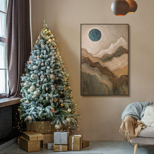 Tableau sur toile peint à la main « Soleil vert émeraude » – Art abstrait texturé