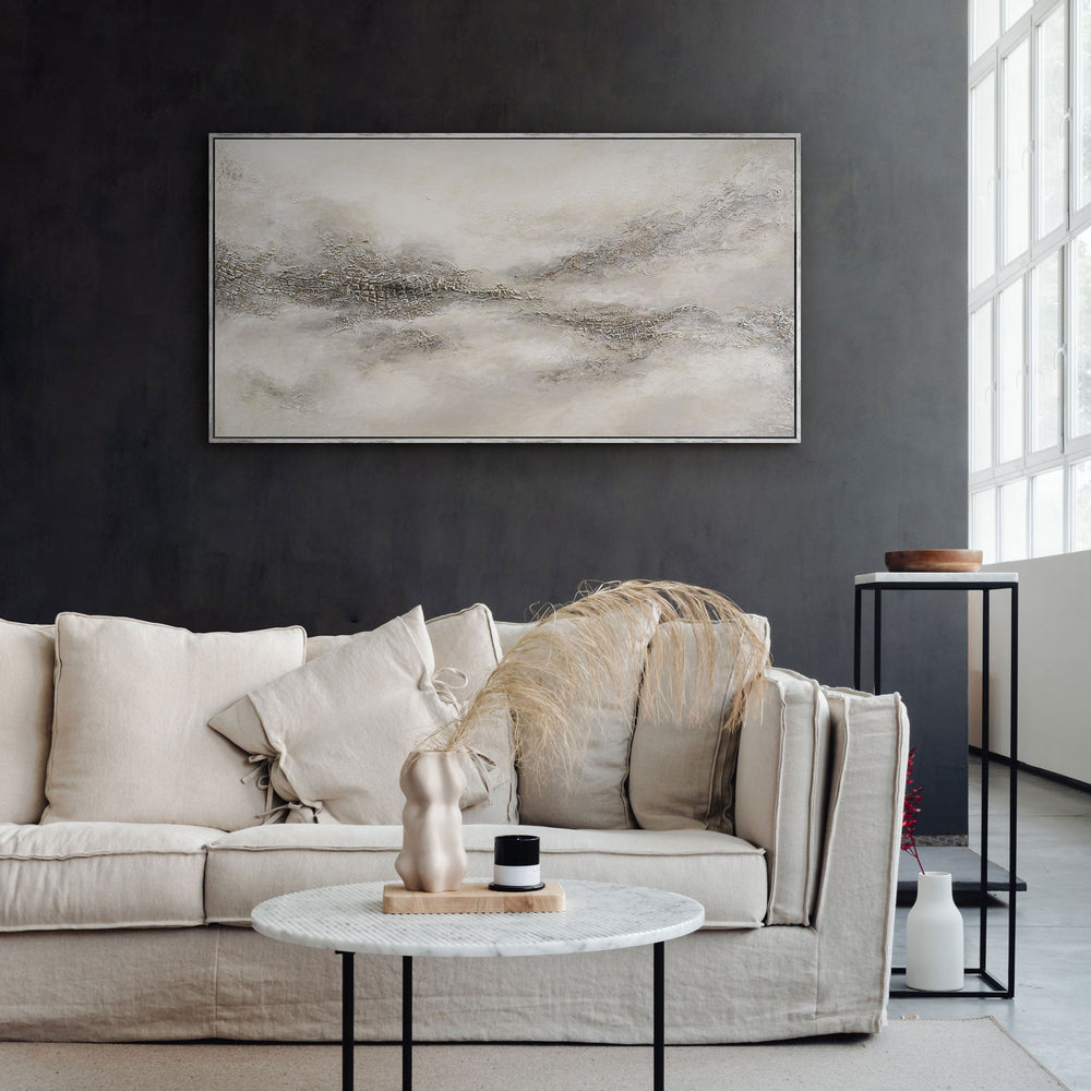 Peinture encadrée « Distance nébuleuse » – Art abstrait moderne