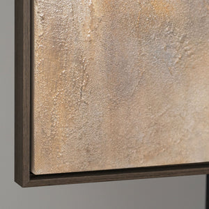 Toile encadrée « Lueur dans les nuages » – Fleurs abstraites aux tons dorés