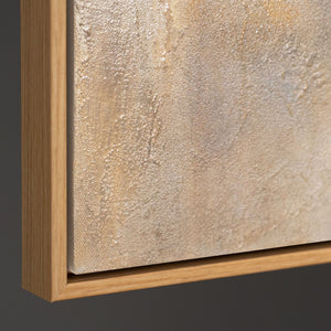 Toile encadrée « Lueur dans les nuages » – Fleurs abstraites aux tons dorés