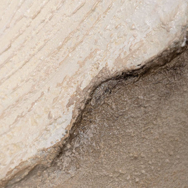 Abstraktes Acrylbild in Beige Grau in Rahmen – Struktur Wandkunst „Spuren der Zeit“