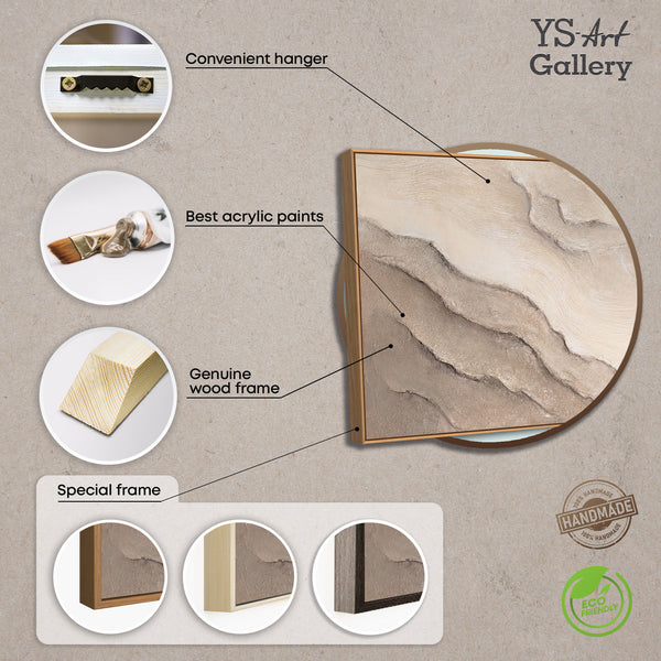 Abstraktes Acrylbild in Beige Grau in Rahmen – Struktur Wandkunst „Spuren der Zeit“