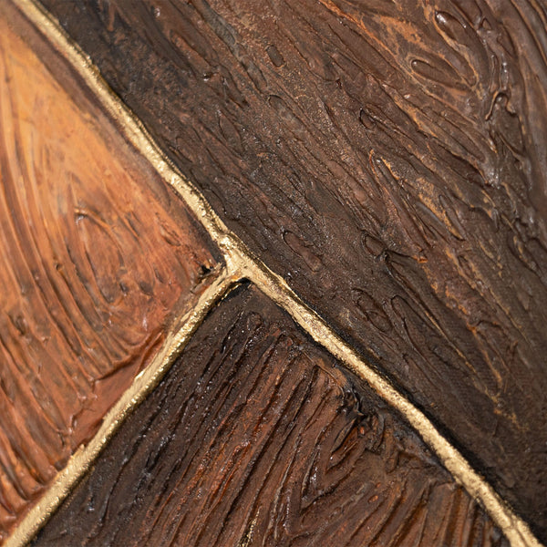 Tableau abstrait « Géométrie de l'or » – Art mural moderne avec cadre