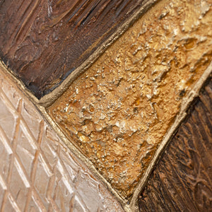 Tableau abstrait « Géométrie de l'or » – Art mural moderne avec cadre