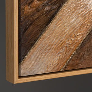 Tableau abstrait « Géométrie de l'or » – Art mural moderne avec cadre