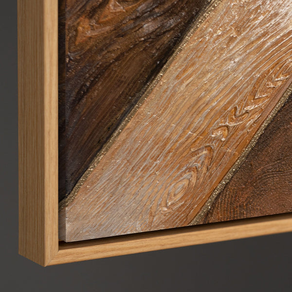 Tableau abstrait « Géométrie de l'or » – Art mural moderne avec cadre