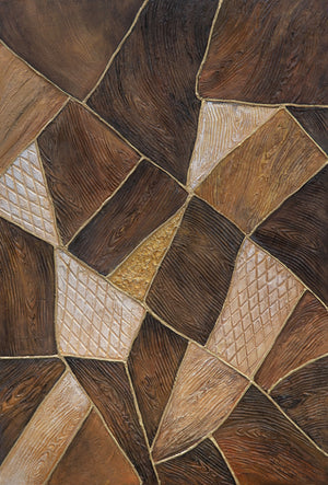 Tableau abstrait « Géométrie de l'or » – Art mural moderne avec cadre