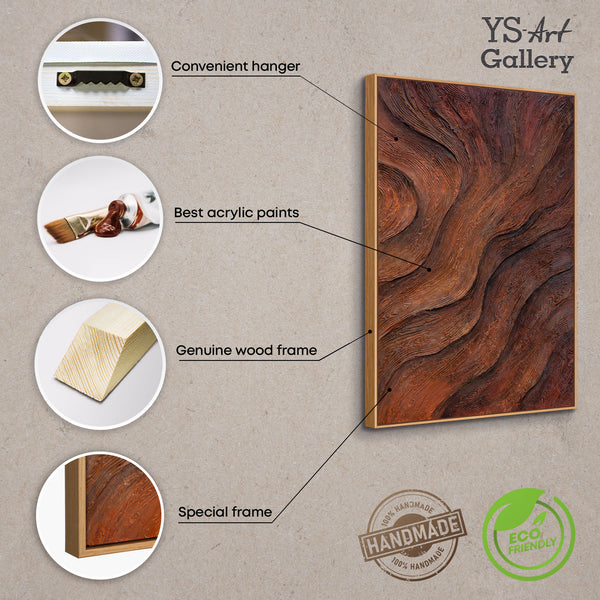 Tableau abstrait peint à la main « Souffle de l'arbre » - peinture acrylique avec cadre