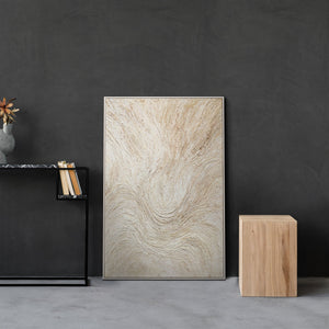 Tableau encadré « Ruisseau d'arbres » – Art abstrait dans les tons beige et crème