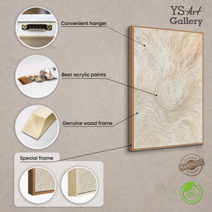 Tableau encadré « Ruisseau d'arbres » – Art abstrait dans les tons beige et crème