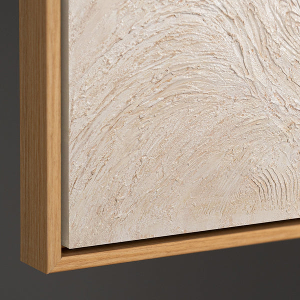 Tableau encadré « Ruisseau d'arbres » – Art abstrait dans les tons beige et crème