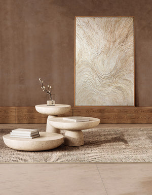 Tableau encadré « Ruisseau d'arbres » – Art abstrait dans les tons beige et crème