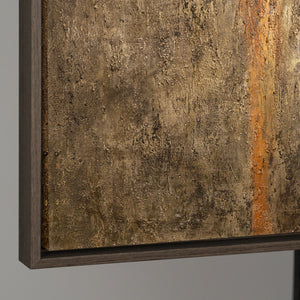 Abstraktes Gemälde in Graurahmen „Tiefe der Zeit“ auf Leinwand