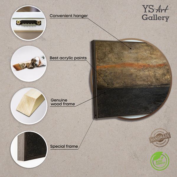 Abstraktes Gemälde in Graurahmen „Tiefe der Zeit“ auf Leinwand