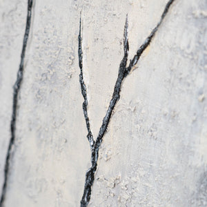 Peinture acrylique encadrée, peinte à la main « Souffle d'hiver » – Art abstrait en noir et blanc