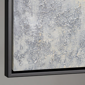 Peinture acrylique encadrée, peinte à la main « Souffle d'hiver » – Art abstrait en noir et blanc