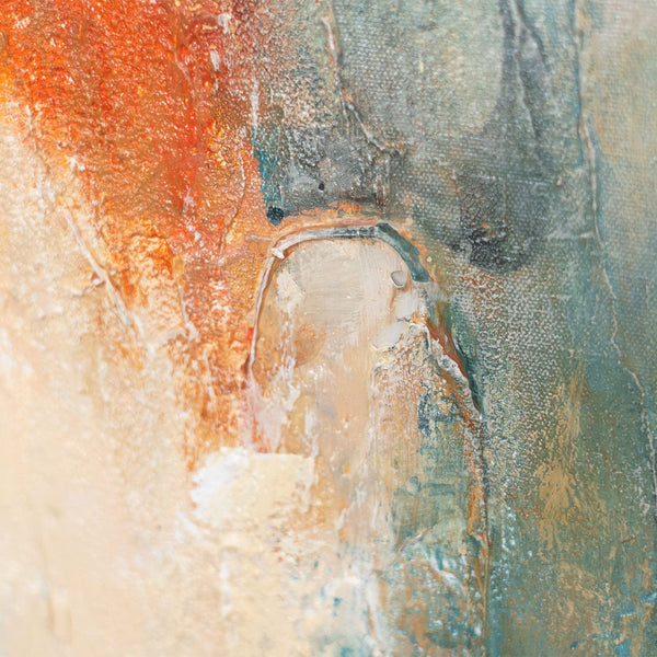 Abstraktes Leinwandbild im Rahmen „Warme Flüstern“ für Wohnzimmer