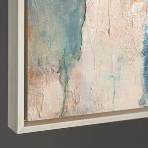 Abstraktes Leinwandbild im Rahmen „Warme Flüstern“ für Wohnzimmer